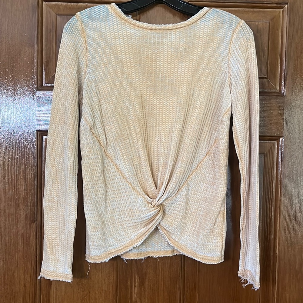 Distressed Ribbed Yellow Long Sleeve